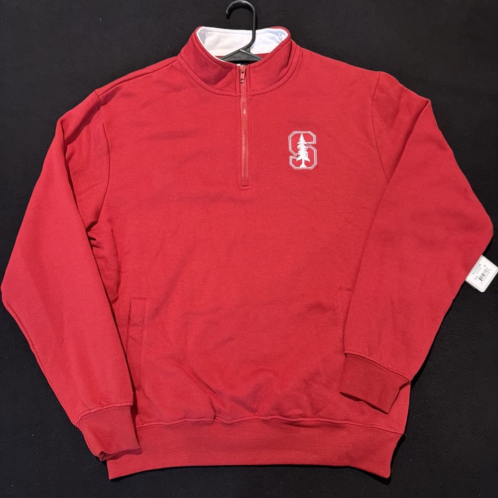 Stanford Cardinals Center Colosseum 1/4 Zip Red Embroidered Mens Size Medium